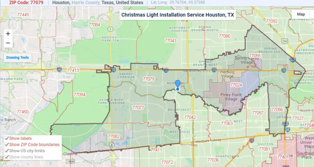 Christmas Light Install Houston Map